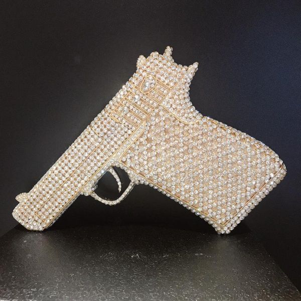 

evening bag pistol shape diamond hands personality full drill female party bags