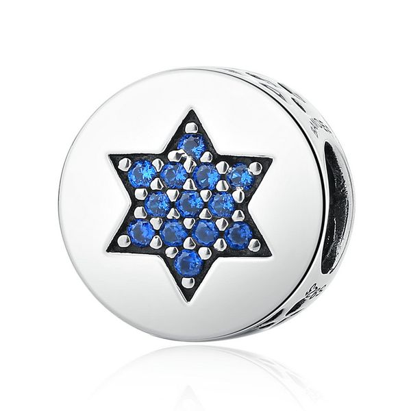 

pandach genuine 100% 925 sterling silver blue faith round charms fit bracelets women beads & jewelry makings cmc105, Bronze;silver