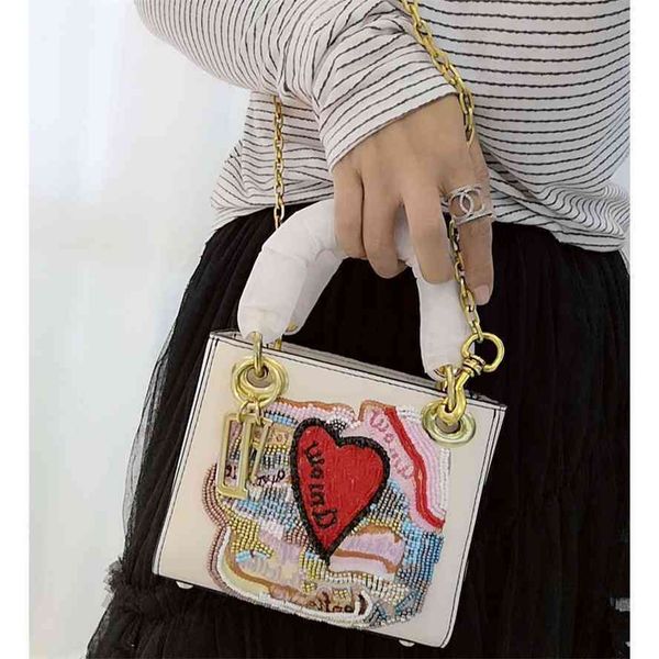 

handbagnew mini heart-shaped embroidered leather chain for princess bag 2021 handbaggg bag