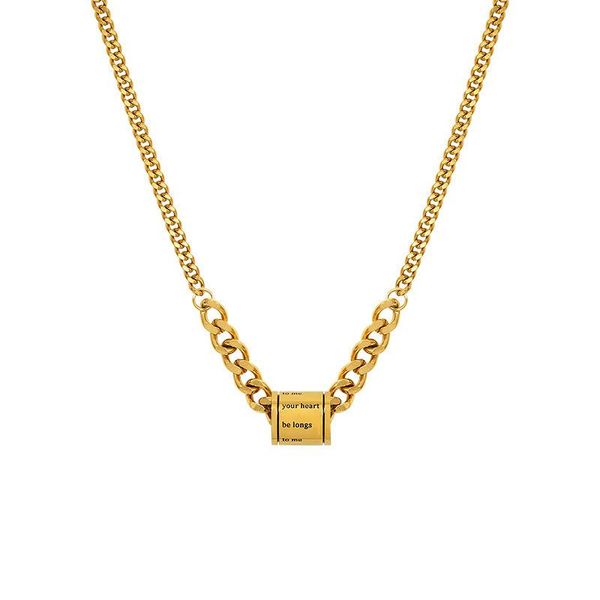 

chains potcet style hip hop stainless steel chain necklace jewelry geometric cylinder gold and silver color customize name