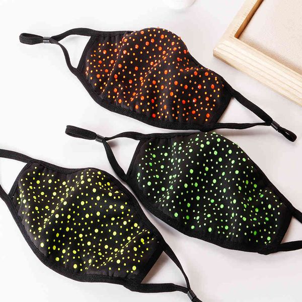 

mask facemask selling drill fluorescent color water with decoration full black