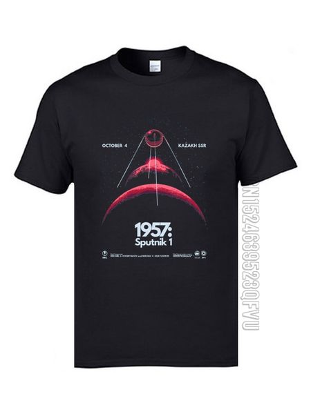 Sputnik Soviético Espaço de Satélite Artificial T Camisetas Pai Camisetas T-shirts mais recentes de algodão 100% algodão Top personalizado 210225