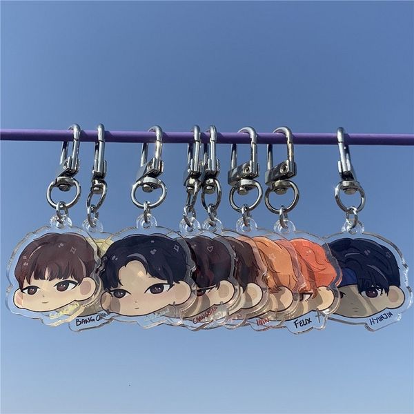 

cartoon keychain kpop stray kids acrylic stay bag pendant ring chain skz, Silver