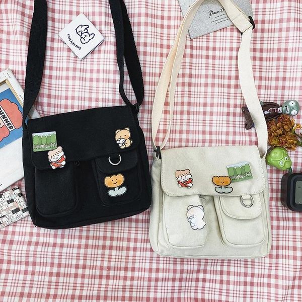 

card holders easyant cute vintage girl messenger bag student canvas female, Brown;gray