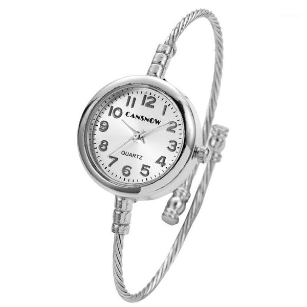 

wristwatches luxury silver gold women creative bangle watch 2021 brand lady round dial dress clock relogio feminino, Slivery;brown