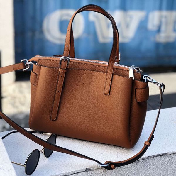 

2021 new trendy leather bucket tote large capacity hand messenger women's bag