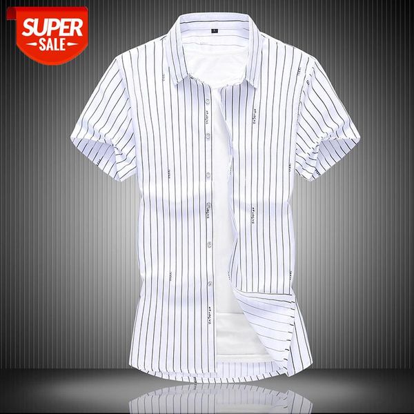 

fashion 9 style design short sleeve casual shirts men's striped blouse 2021 summer clothing plus asian size 5xl 6xl #sp1j, White;black