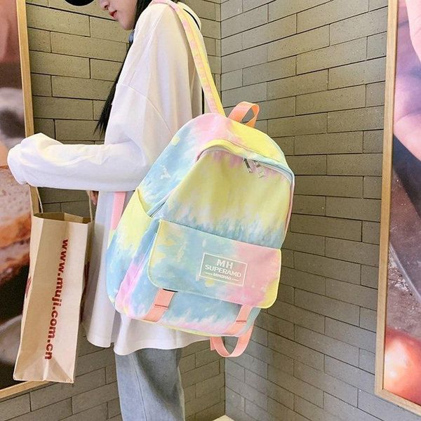 

backpack college style fashion personality gradient color tie-dye student schoolbag sweet girl all-match