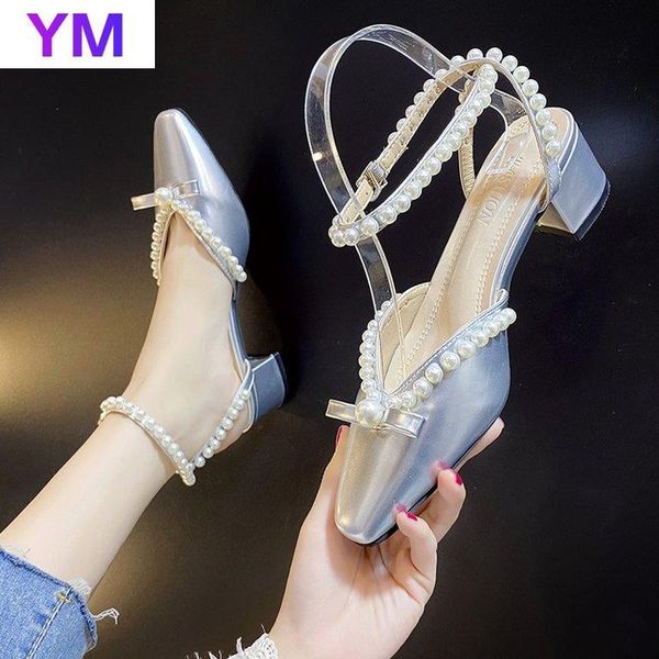 

dress shoes 2021 pearl women sandals bride wedding high heels platform pumps pointed toe elegant size 34-39 zapatos de mujer, Black