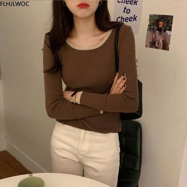 

women's sweaters winter spring basic wear long sleeve slim o neck solid black white knitted pullovers cdum, White;black