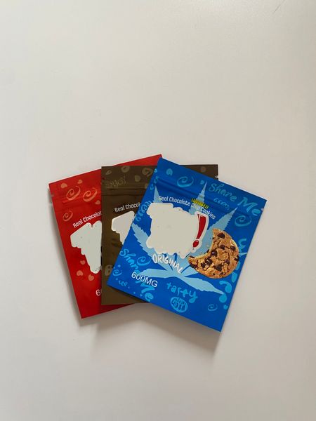 

edibles packaging mylar bags 250mg 500mg three side heat cracker biscuit chewy chunky real chocolate chips plastic pacakgings