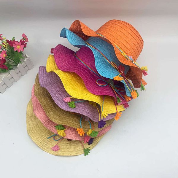 

korean spring and summer girls' big brim beach hat with sun shading, Yellow