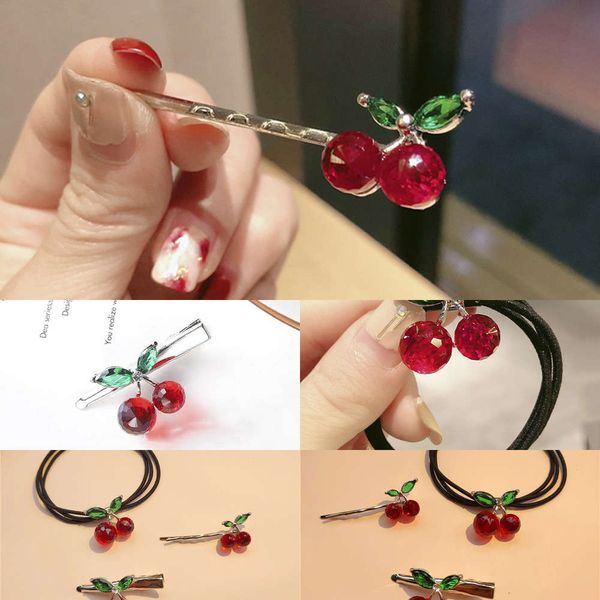 

c2021 three hairpin piece sweet set cherry headband, Silver
