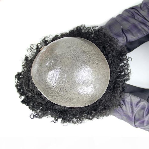 

natural black 130% density human hair er toupee for black man human hair replacement system hairpieces