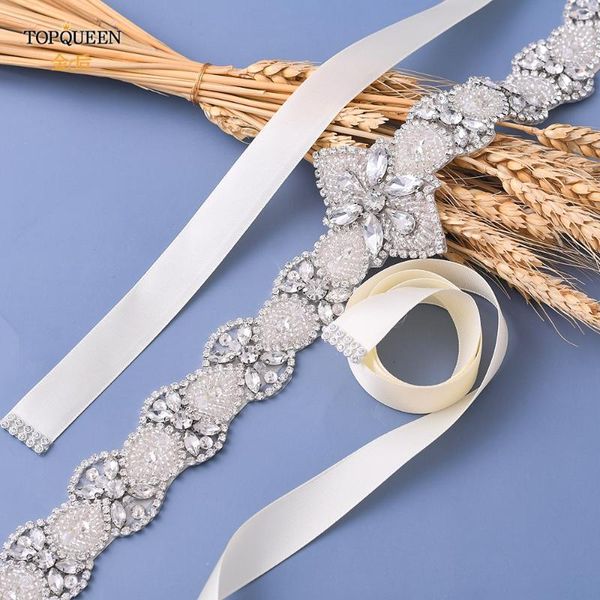 

wedding sashes ueen s411 belt for dress beaded bling women formal crystal rhinestone applique, White