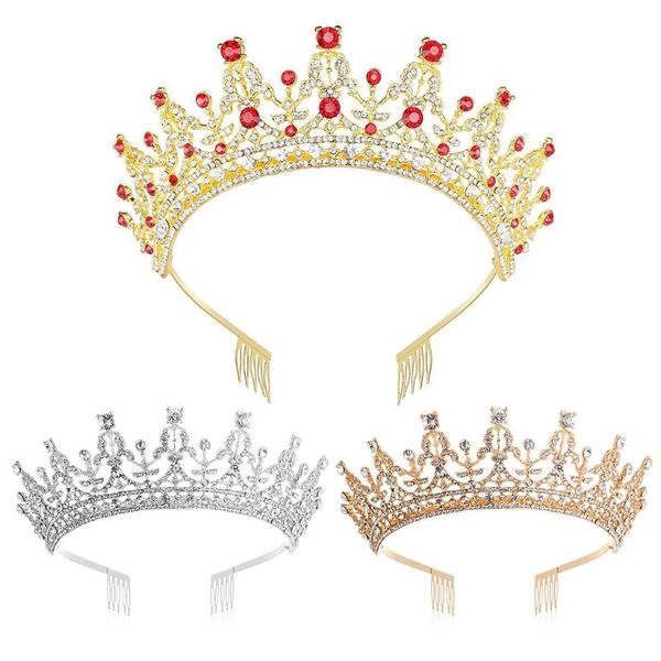 

hair clips & barrettes princess queen luxurious tiara crown with combs headband faux crystal rhinestone elegant headpiece bridal wedding pro, Golden;silver