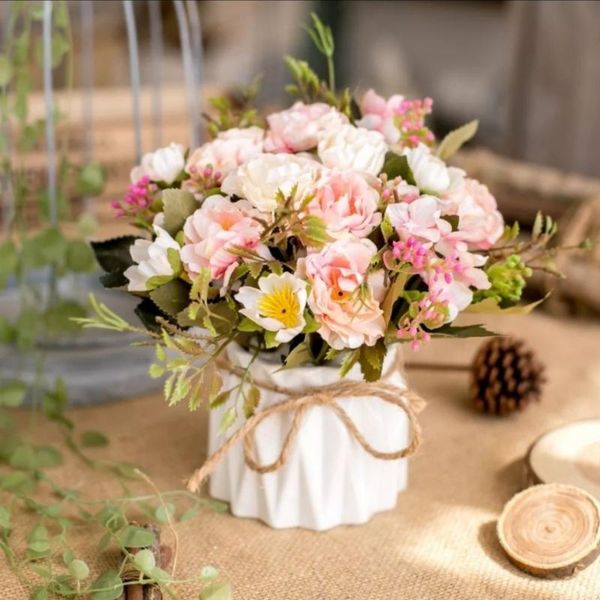 

vintage artificial flowers silk peony bouquet vases for home living room wedding table decoration fake flower