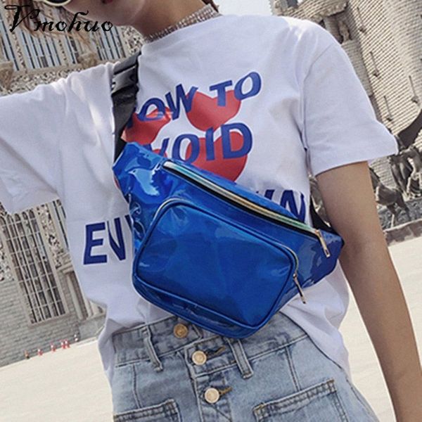 

vmohuo women pu leather belt zipper handbag fanny waist pack shoulder crossbody bags fashion bling chest satchel bag n13b#