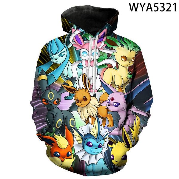 

men's hoodies & sweatshirts 2021 fashion casual boys girls children japanese manga print 3d hoodie streetwear sweatshirt, Black