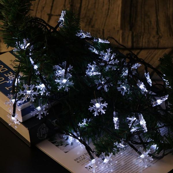 

solar lamps 50 led christmas tree light string with lights 8 modes snowflake outdoor decoration lamp
