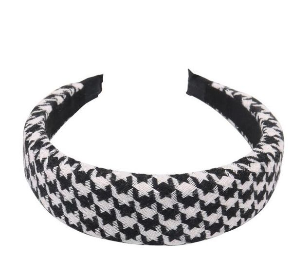 

fashion retro temperament hair band korean version of leather color printing plaid head band hair accessories wide edge headband, Silver