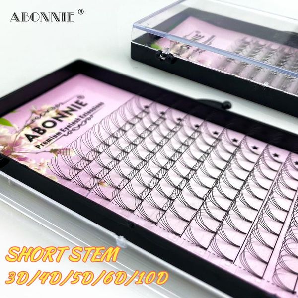 

false eyelashes short stem pre made fans hand mink russian volume black 12 rows 0.07/0.10 eyelash extension faux makeup fast