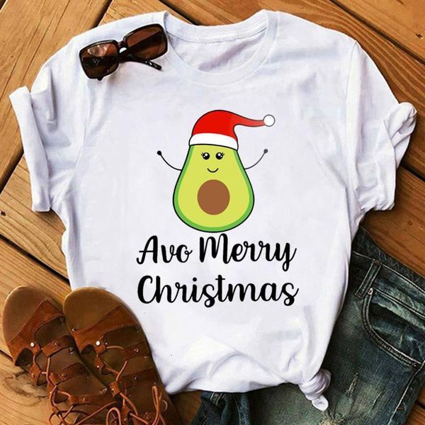 

kawaii avocado merry christmas tshirts cute tshirt femme plus size vegan graphic short tees white women clothes