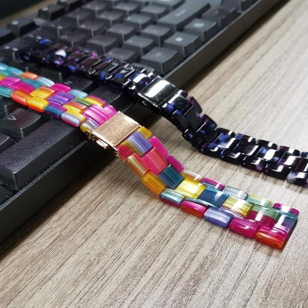 

watch bands 22mm 20mm thin resin band for samsung galaxy active 2 1 40mm/44mm/42mm/46mm strap lightweight smooth bracelet gear s3, Black;brown