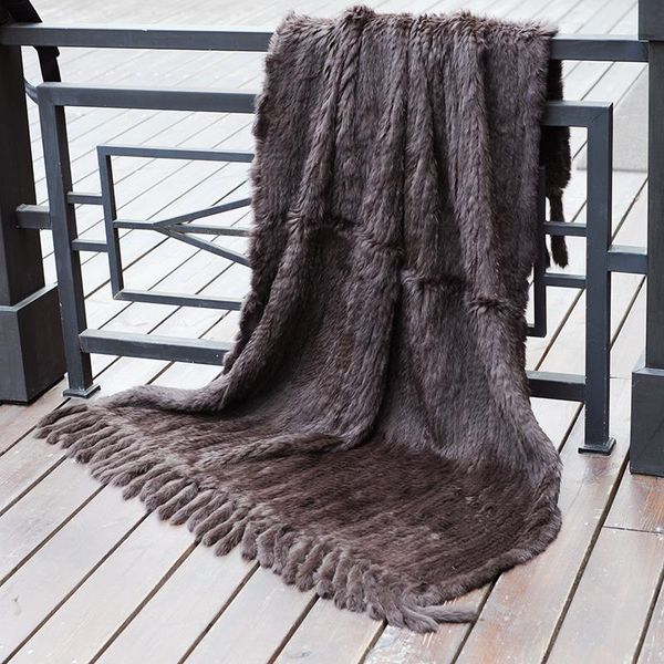 

blankets cx-d-20e europe fashion knit fur rugs dyed blanket with fringes