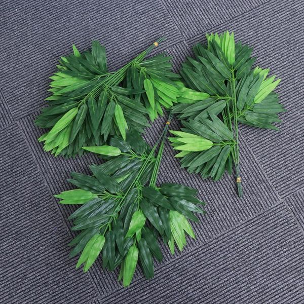 

25pcs artificial green bamboo leaves fake green plants greenery leaves caliduct decor for home l office (green)