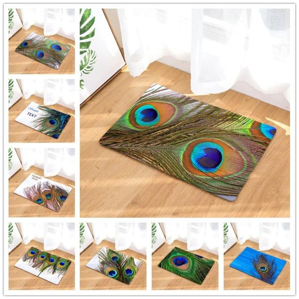 

carpets nordic style flannel peacock feather digital printing mats kitchen absorbent non-slip rugs and for home living room