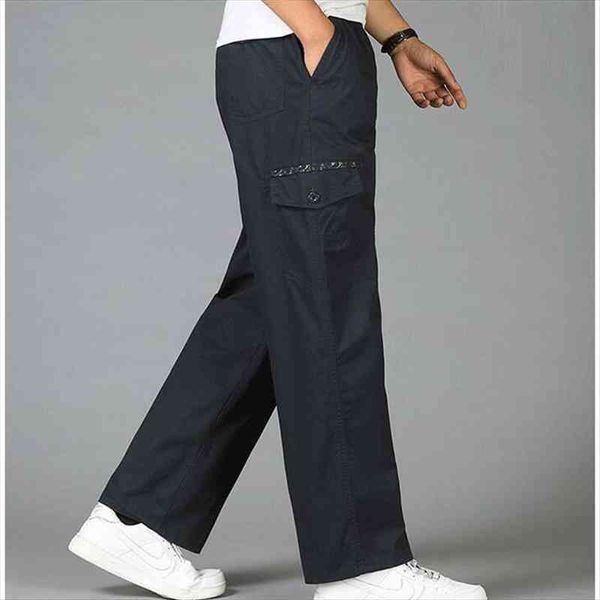 

spring summer men cargo pants cotton hip hop loose trousers mens pants plus size  xl 2xl 4xl 5xl, Black