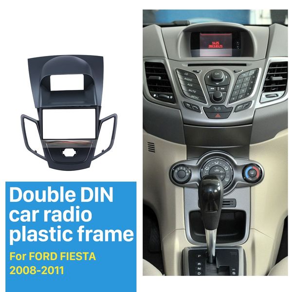 Duplo DIN CAR FASCIA FASCIA para 2014-2015 Ford TRANSIT TRANS PAINEL DE INSTALAÇÃO DO PAINEL DE AUDIO Frame Cover Mount