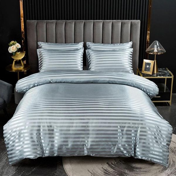 

bedding sets jacquard satin strip set luxury euro white duvet cover single double  king size 240x220 couple quilt covers
