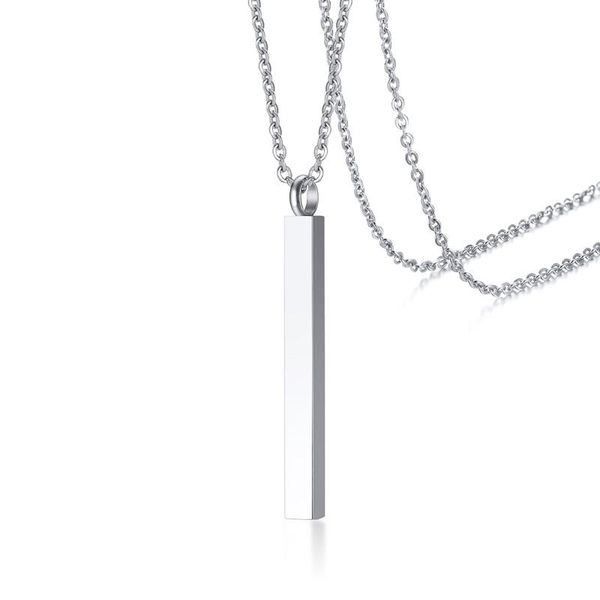 

pendant necklaces 2021 accessories stainless steel square three-dimensional long simple and temperament necklace suitable for women, Silver