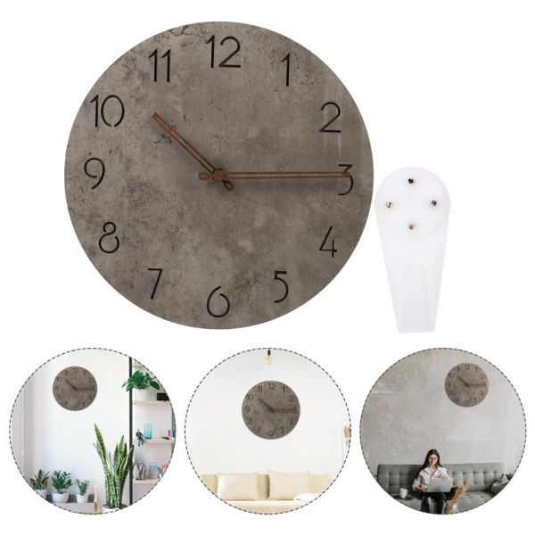 

wall clocks 1pc wooden clock home decor without battery (grey)