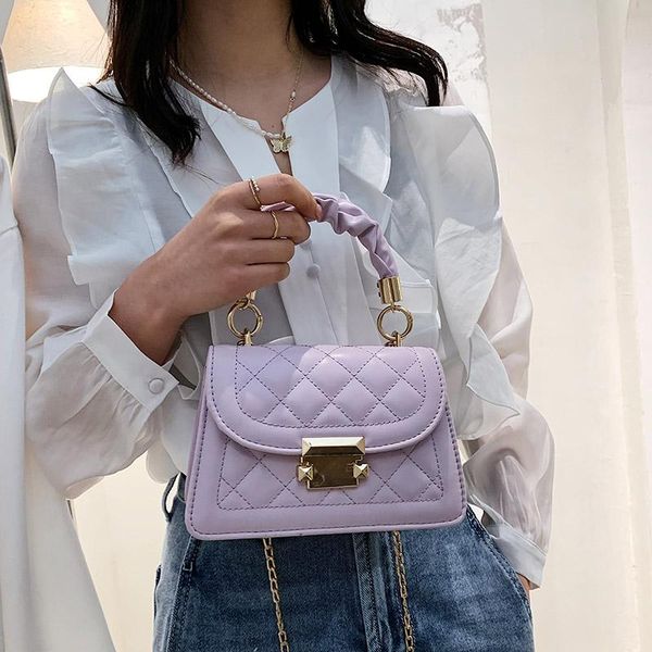 

summer retro ruched mini shoulder tote bag female lattice clutches vintage chain crossbody bags for women flap handbag purses