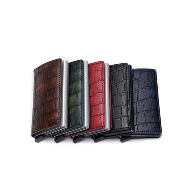 

bycobecy credit card holder fashion men and women metal rfid vintage aluminium box travel card wallet 2020 new pu jlllus