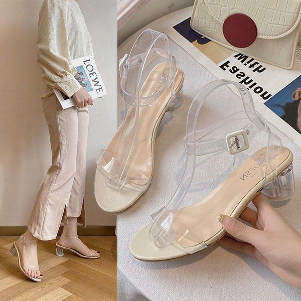 

sandals summer women shoes crystal heel jelly transparent fashion high heels, Black