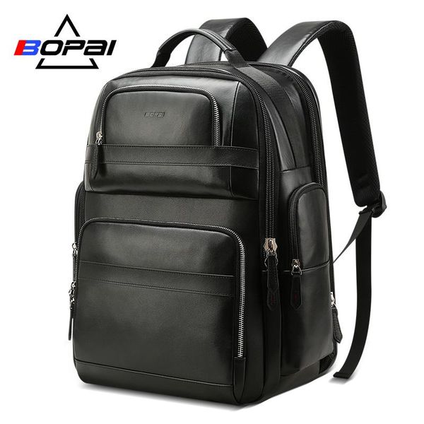 

backpack genuine leather multifunction usb charge anti theft lapbag 15.6 inch mens travel business