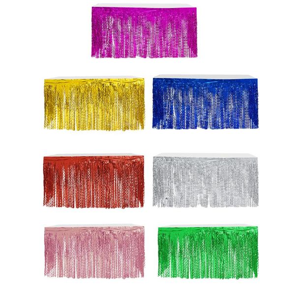 

table skirt spiral glitter fringe for mardi gras - party supplies covers
