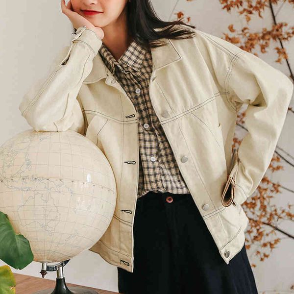 

japanese denim jacket autumn fashion simple winter single breasted long sleeve c bkcv, Black;brown