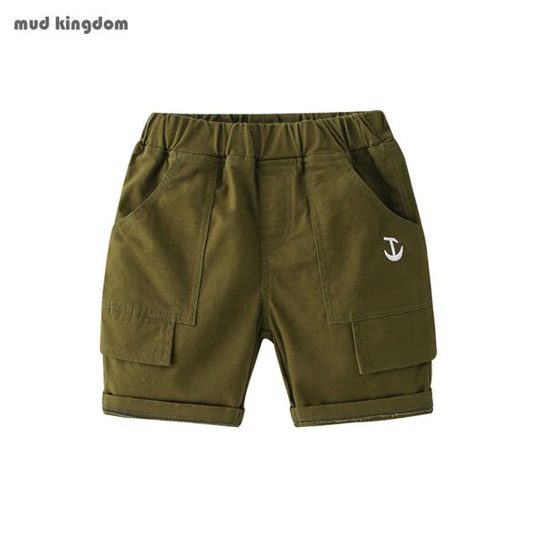

mudkingdom baby summer boys nautical cargo shorts fashion solid color cotton material shorts pants 210615, Black
