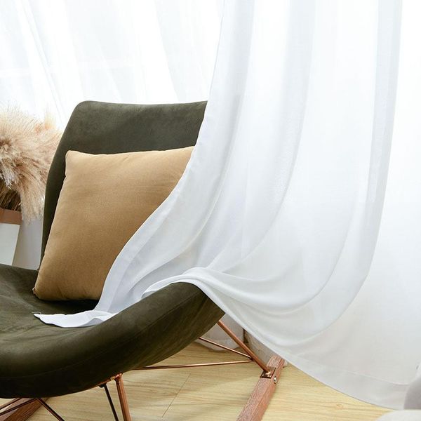 

solid color simple white tulle window curtains for living room kitchen bedroom home decorative sheer voile thick curtain