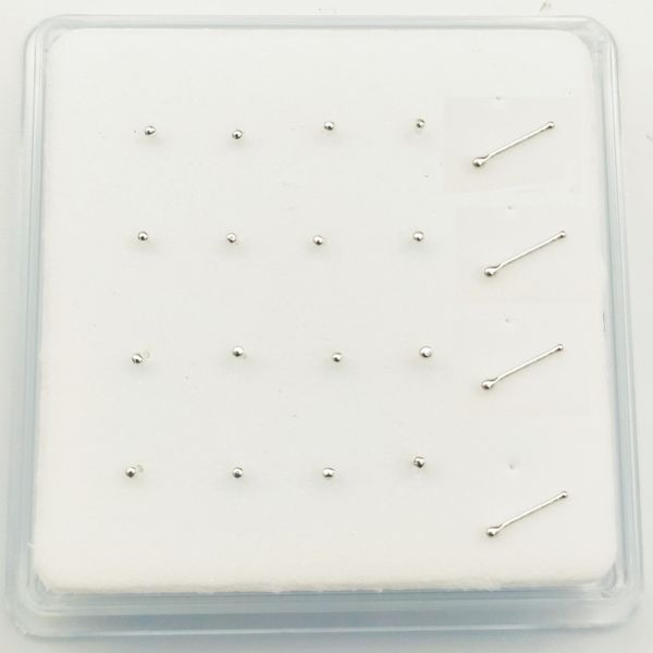 925 Gümüş 1 2 mm Top burun saplama pimleri kemik nez gövde takı 20pcs pack184b