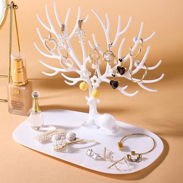 

Jewelry Pouches, Bags Display Stand Tray Tree Fawn Creative Storage Rack Ring Necklace Bracelet Racks Organizer Holder, Pink;blue