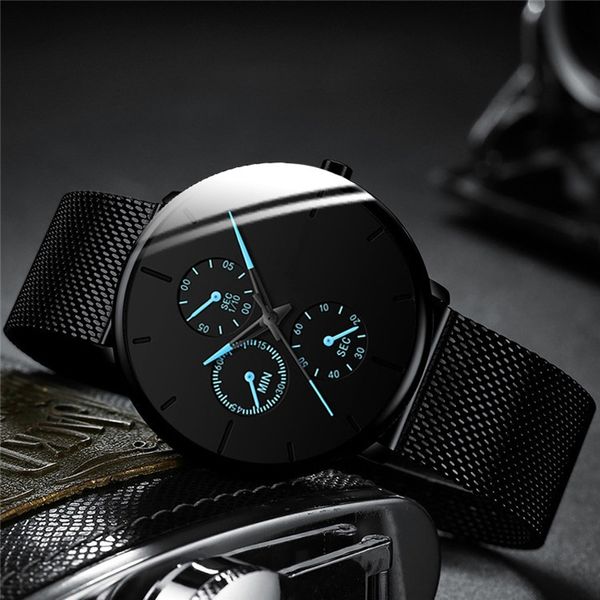 2021 Mens Moda Relógios Para Homens Negócios Casuais Ultra Fino Clock Masculino De Aço Inoxidável Malha Cinto De Quartzo Relogio Masculino