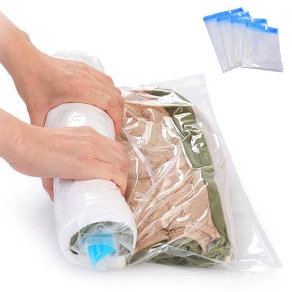 

clothing & wardrobe storage 4pcs/set vacuum clothes bag hand rolling compression organizer portable travel sacks