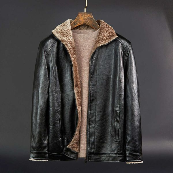 

2020 winter new men's collar high end one jacket middle age casual furwinter, Black;brown