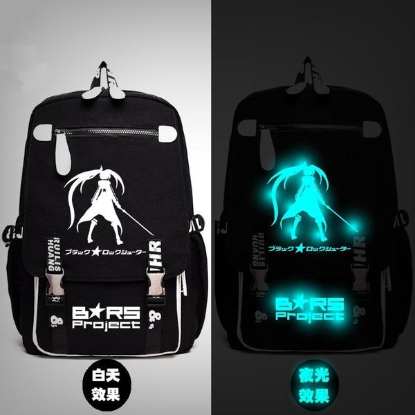 

backpack black rock shooter shoulder school messenger luminous bag